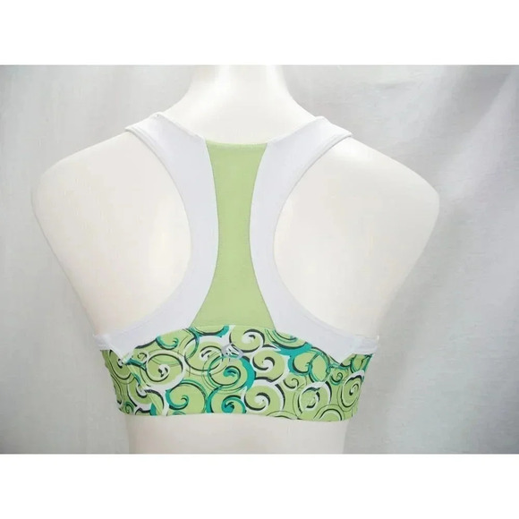Moving Comfort 350035 Wire Free Sports Bra 34A Green & White Print Gently Pre-ow - Picture 4 of 5